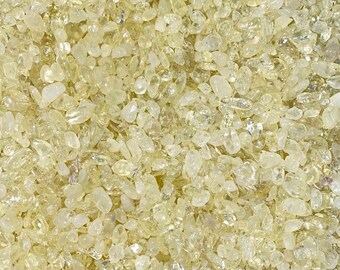 Chips de cristal de cuarzo limón de 5 mm a 7 mm (bolsa de 1 lb) Chips de piedra de cuarzo limón - Chips de cuarzo amarillo - Chips de piedra preciosa de cuarzo limón - Oro Verde