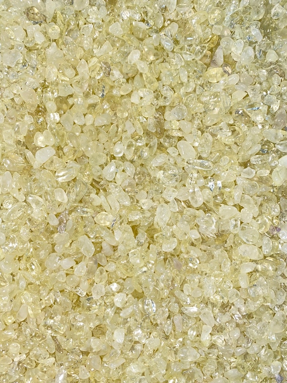 Lemon Quartz Crystal Chips 5mm to 7mm (1lb bag) Lemon Quartz Stone Chips - Yellow Quartz Chips - Lemon Quartz Gemstone Chips - Oro Verde