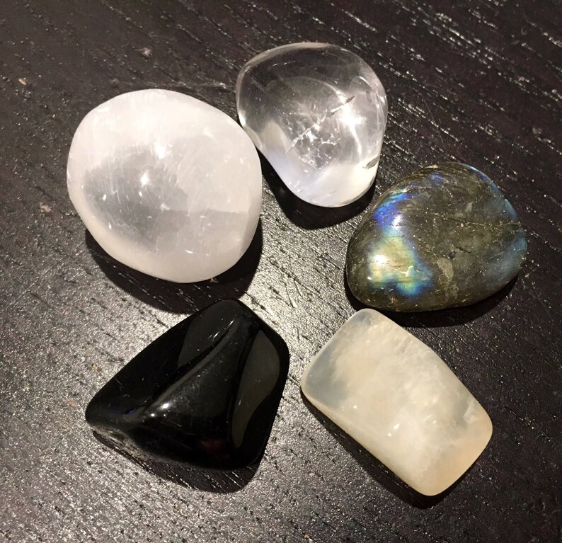 Moon Gemstone Set Full Moon Crystal Set New Moon Stone Set Etsy