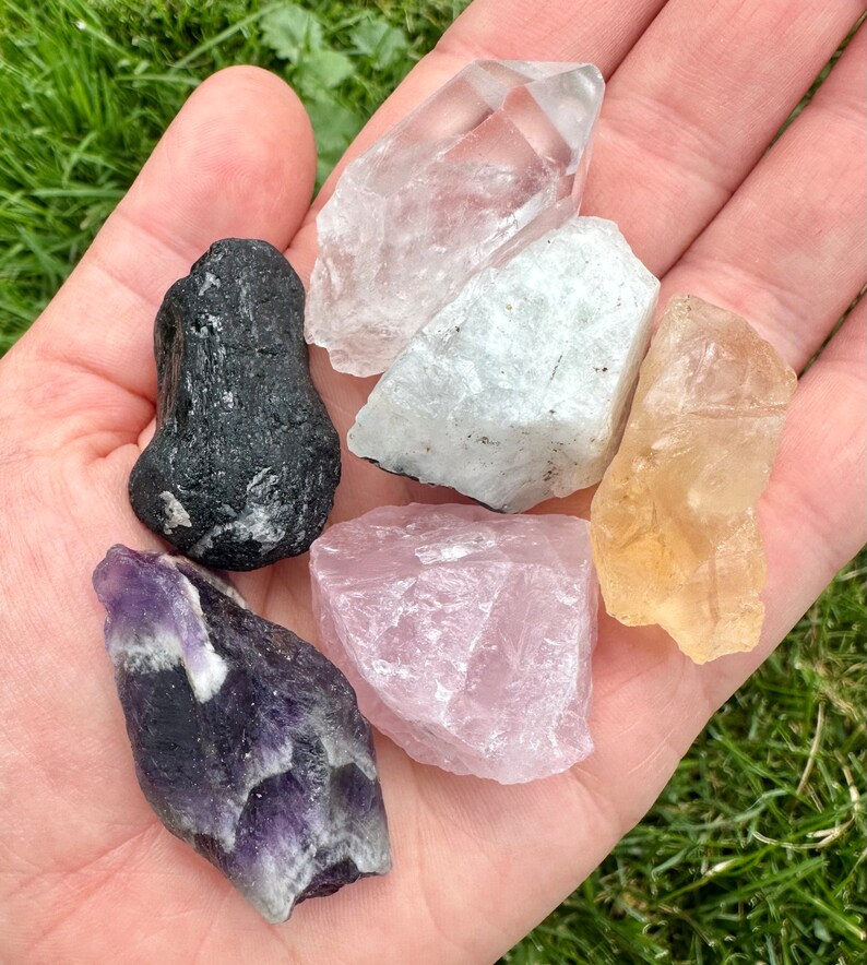 Good Vibes Crystal Set Raw Crystals and Stones Healing Crystal Crystal Starter Kit Good Vibrations Positive Energy Raw Crystal Set image 5