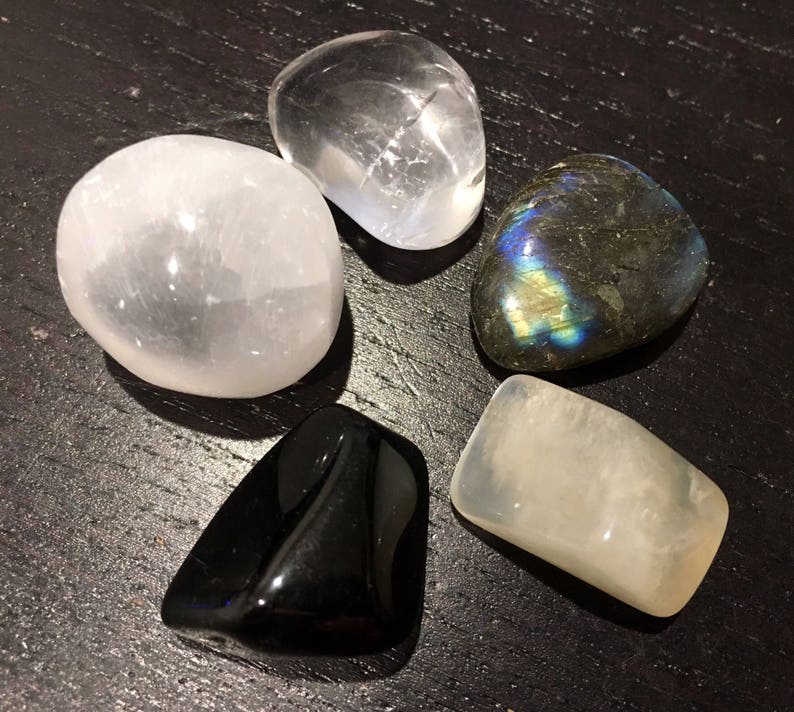 Moon Gemstone Set Full Moon Crystal Set New Moon Stone Set Etsy
