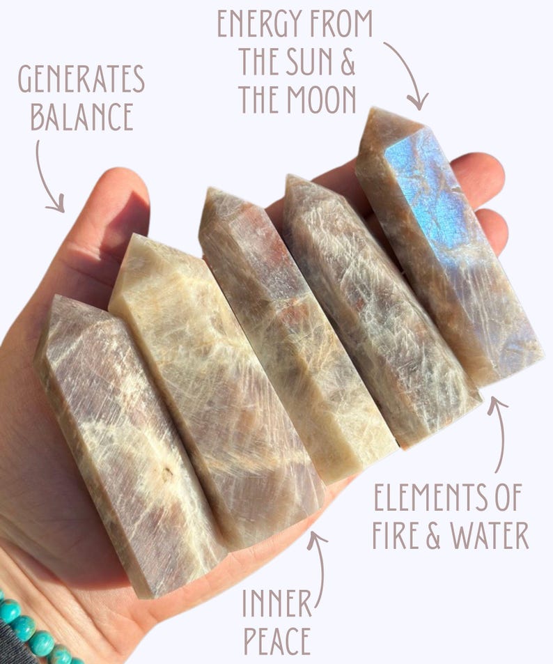 Yin Yang Moonstone Point - Rare Crystal! - Yin Yang Moonstone Crystal Tower - Polished Moonstone Point - Flashy Moonstone Crystal Point image 5