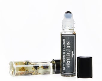 Protection Oil Roller Bottle - Energy Cleansing & Protection Essential Oil - Roller Bottle Crystals - Perfume Oil - Protection Roller Ball