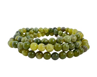 Nephrite Jade Bracelet - Elastic Bracelet - Nephrite Jade Stone - Natural Jade Jewelry - Stretch Bracelet - Genuine Nephrite Jade Gemstone