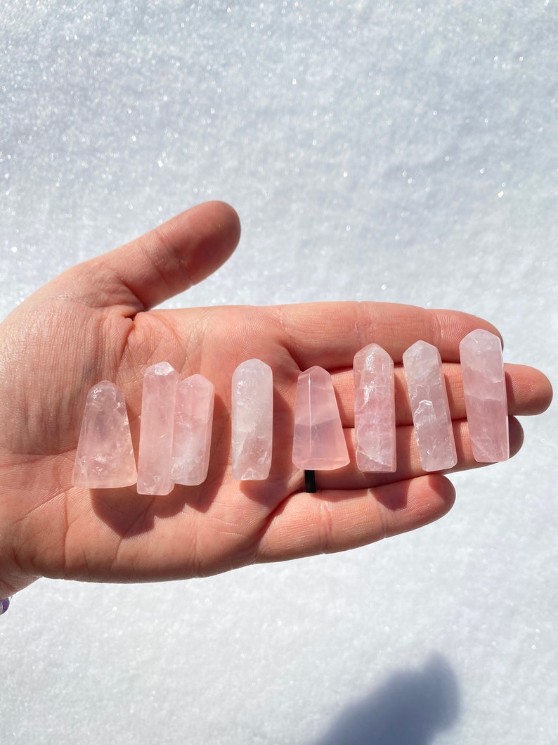 Mini Rose Quartz Crystal Point 1 1.6 Rose Quartz Tower Pink Crystal Point Gemmy Rose Quartz Point Small Rose Quartz Gift image 3