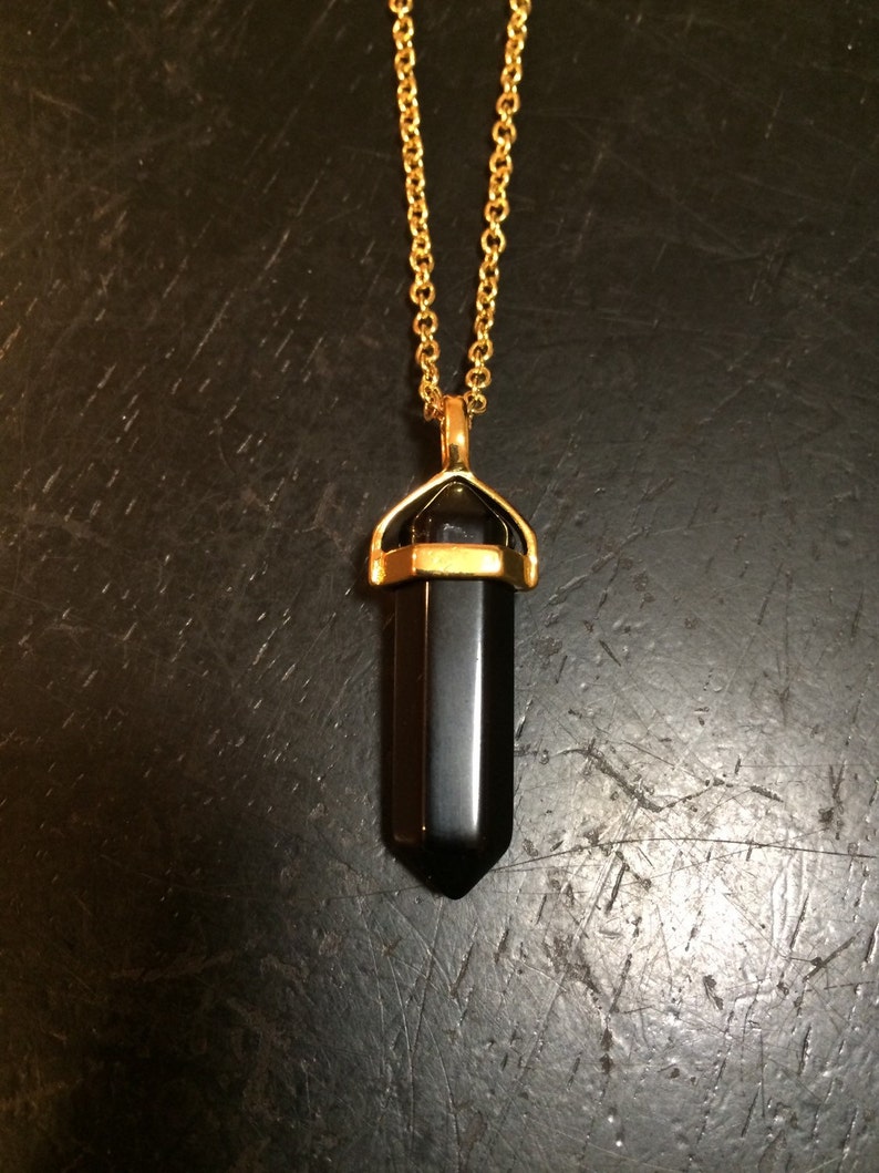 Black Tourmaline Necklace Black Tourmaline Point Pendant Healing Crystal Necklace Polished Tourmaline Point Black Gemstone Pendant image 4