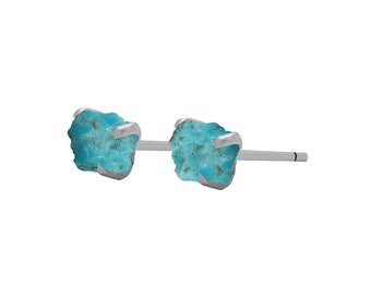 Turquoise Stud Earrings - Sterling Silver - Turquoise Post Earrings - Turquoise Stone - Turquoise Jewelry - Raw Turquoise Stone Earrings