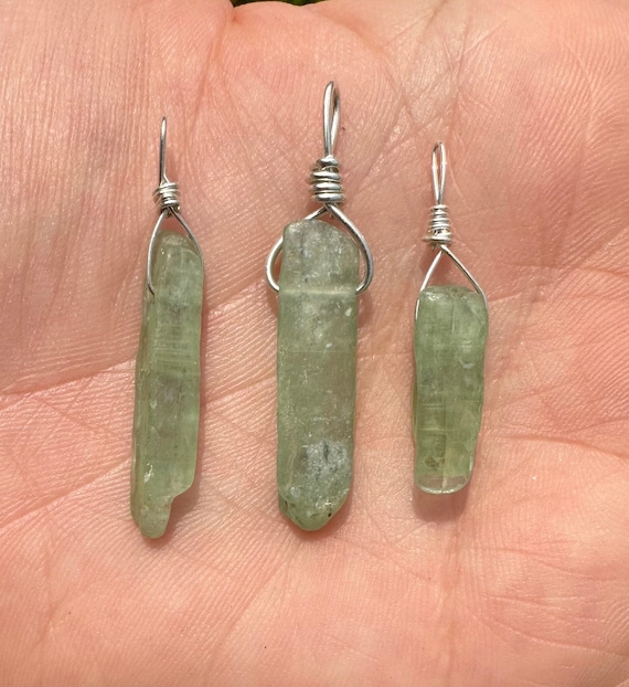 Kyanite Earrings with Textured Wires Sterling Silver Kyanite Earrings with Textured Wires Sterling Silver