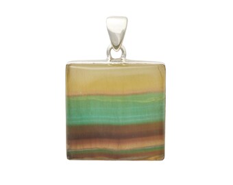 Rainbow Fluorite Pendant Sterling Silver - Fluorite Necklace - fluorite crystal pendant - rainbow fluorite jewelry - rainbow fluorite 1056