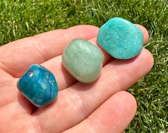 Heart Chakra Stone Set - Healing Crystals and Stones - Chrysocolla, Amazonite, Green Aventurine - Heart Healing - Chakra Balancing Crystals