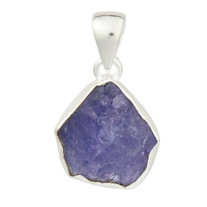 Raw Tanzanite Pendant in Sterling Silver Pendant (0.75&quot;-1&quot;) Raw Tanzanite Jewelry - Raw Tanzanite Crystal Pendant - Crystal Necklace