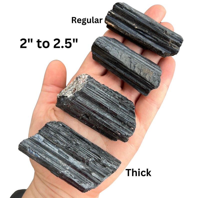 Tronco de turmalina negra en bruto (0,5”-9”), grado A - Piedra de turmalina negra en bruto - Cristal de turmalina negra natural - Varios tamaños - Procedente de Brasil imagen 3