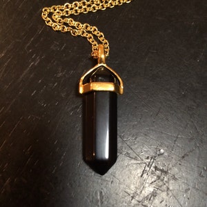 Black Tourmaline Necklace Black Tourmaline Point Pendant Healing Crystal Necklace Polished Tourmaline Point Black Gemstone Pendant image 1