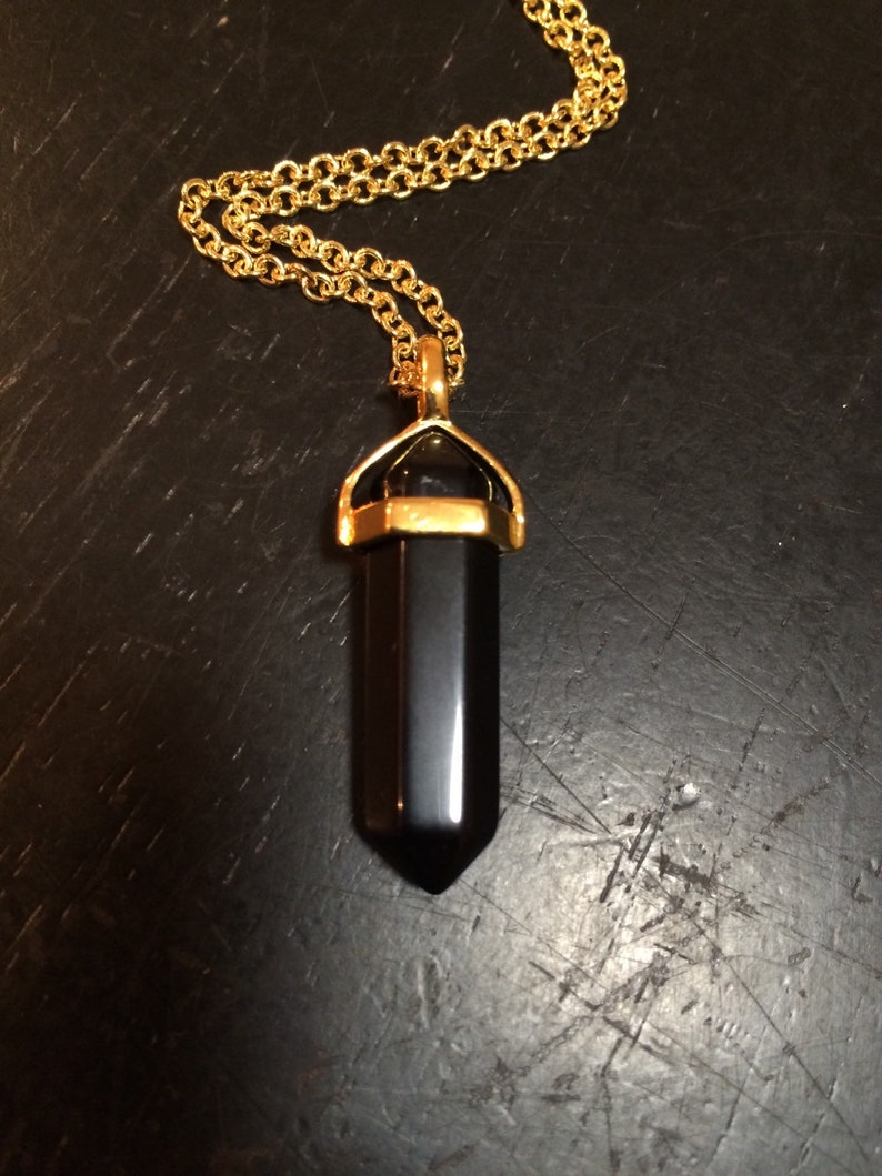 Black Tourmaline Necklace Black Tourmaline Point Pendant Healing Crystal Necklace Polished Tourmaline Point Black Gemstone Pendant image 1