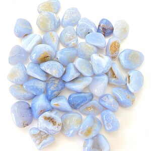 Chalcedony Tumbled Crystal Grade B Multiple Sizes Available Tumbled Blue Chalcedony Stone Polished Blue Chalcedony Gemstone image 3