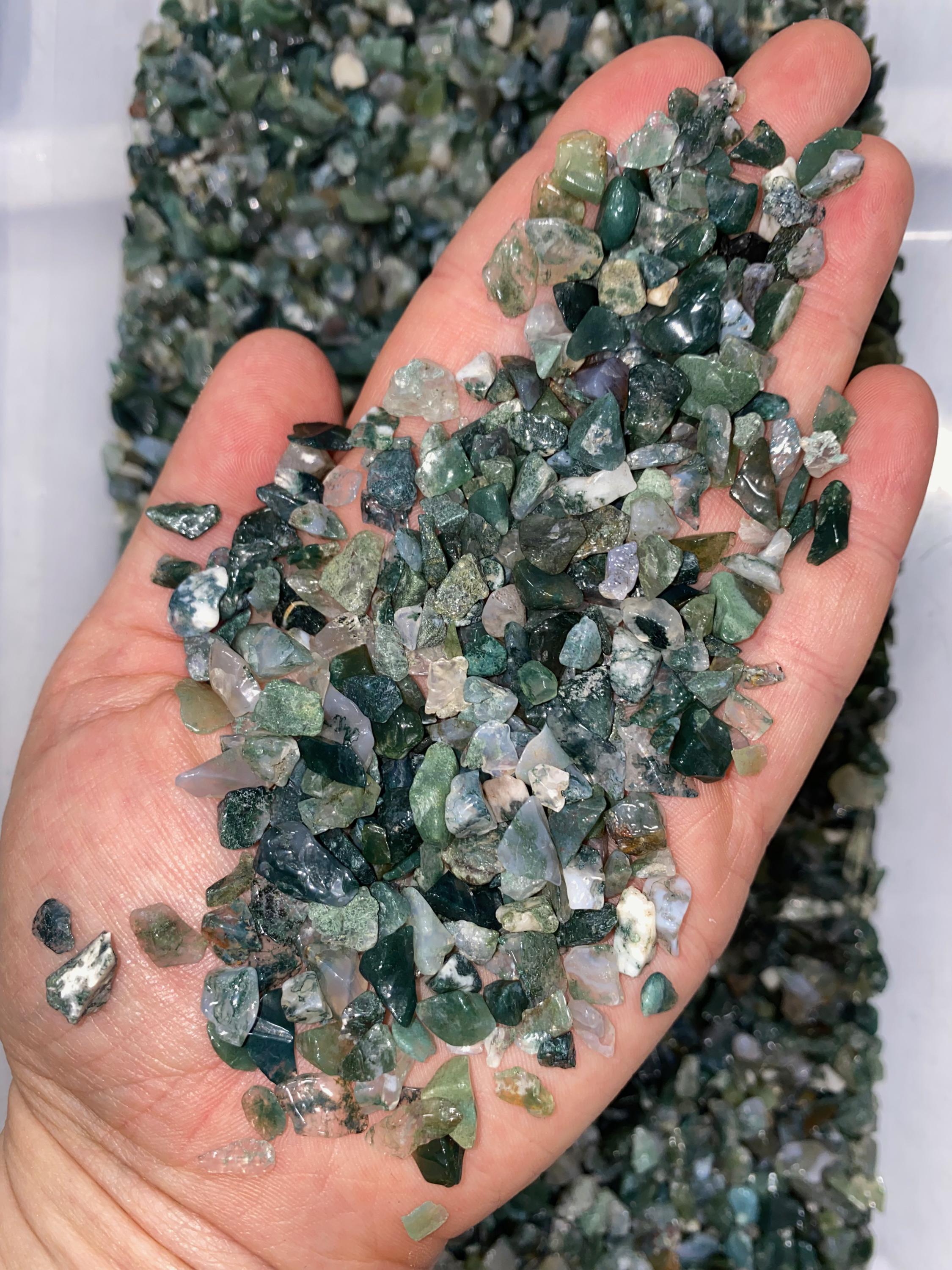 10 Perles Chips En Agate Mousse – Diamètre 8-11mm, Lot Pour Création Bijoux, Neuf