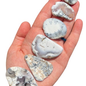 Merlinite Stone Slice (0.75&quot; - 2.25&quot;) Grade A - Merlinite Crystal Slab - Dendritic Opal Stone - Merlinite Stone - Polished Dendritic Opal