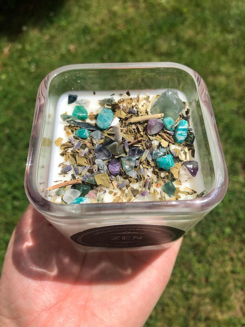 Zen Candles Relaxation Candles Crystal & Herb Candles Etsy