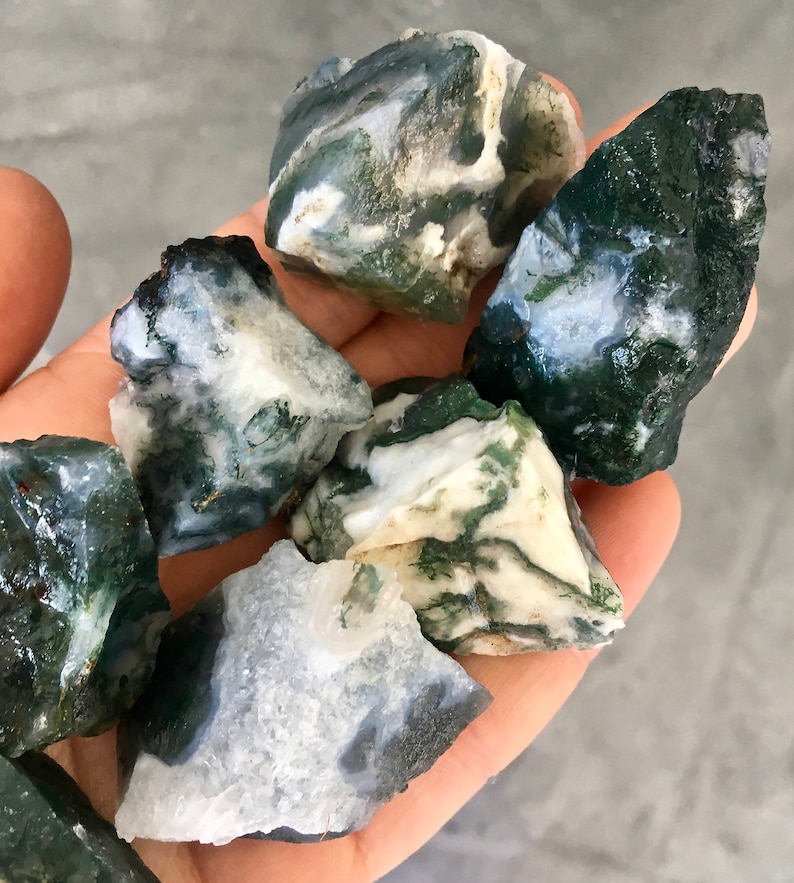 Raw Moss Agate Stone Raw Stones Raw Moss Agate Crystal Healing Crystals and Stones Moss Agate Stone Rough Moss Agate Crystal image 8