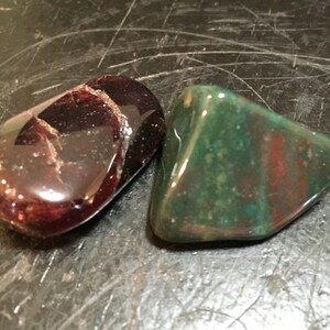 Bloodstone & Garnet Crystal Set Strength and Healing Tumbled Bloodstone Tumbled Garnet Root Chakra Crystal Kit Protection Stones image 6