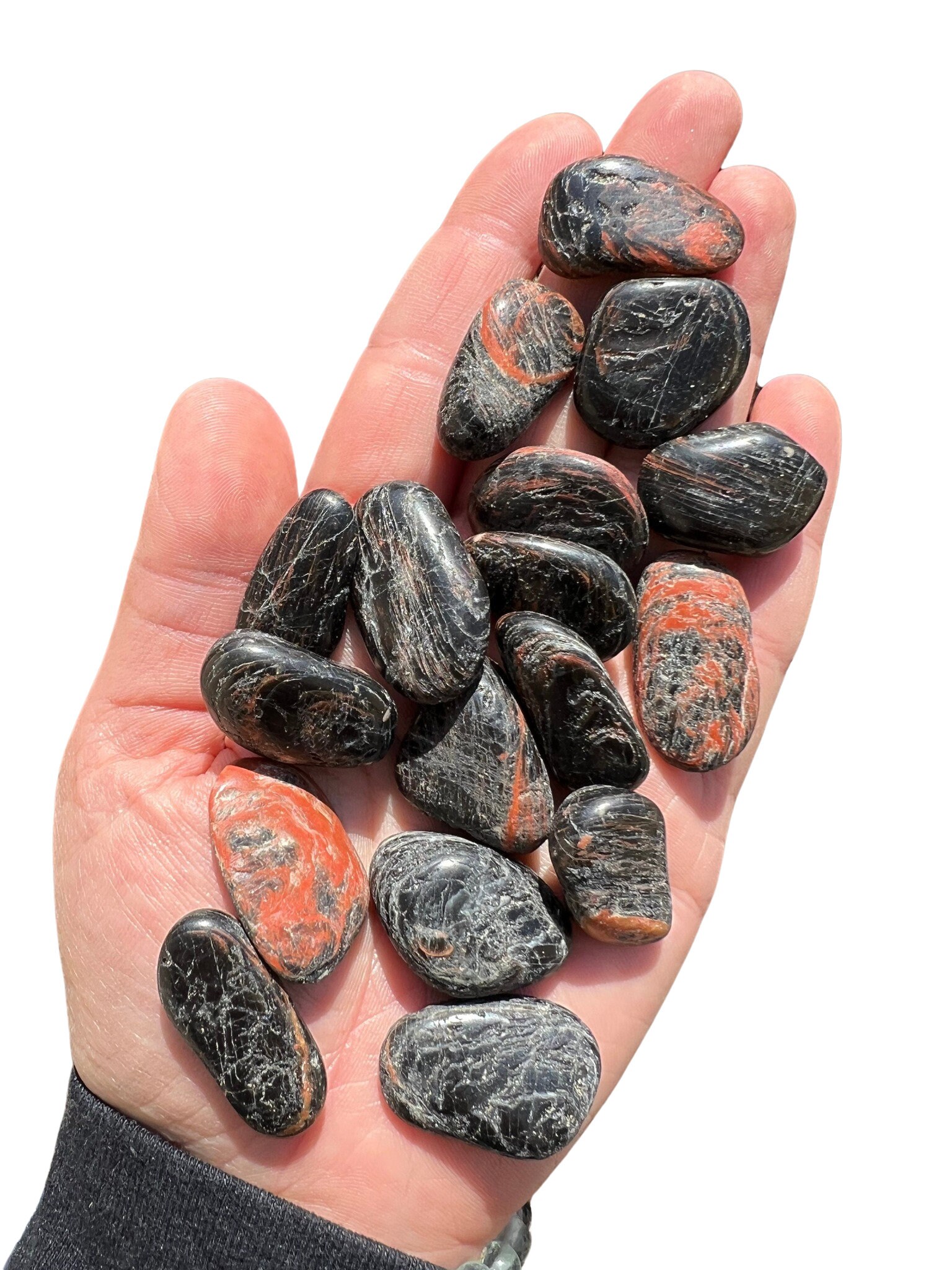 Black Tourmaline and Red Jasper Stone 0.75 1.25 Black