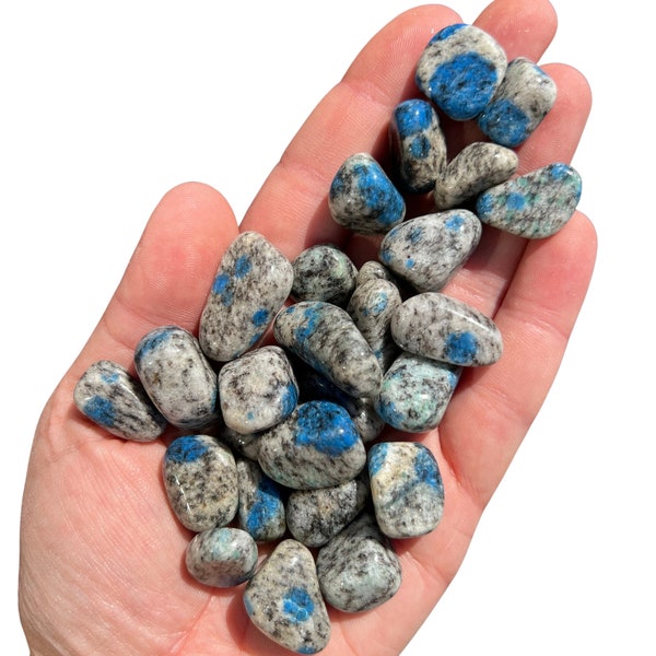 Pierre roulée K2 (foncée) - Grade A - Plusieurs tailles disponibles - Cristal bleu K2 roulé - K2 poli - Pierre de granit K2 - Azurite dans le quartz