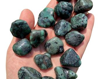 Emerald Tumbled Crystal - Grade B - Multiple Sizes Available - Tumbled Dark Emerald Stone - Polished Emerald - Natural Untreated Emerald