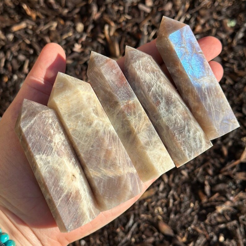 Yin Yang Moonstone Point - Rare Crystal! - Yin Yang Moonstone Crystal Tower - Polished Moonstone Point - Flashy Moonstone Crystal Point image 2