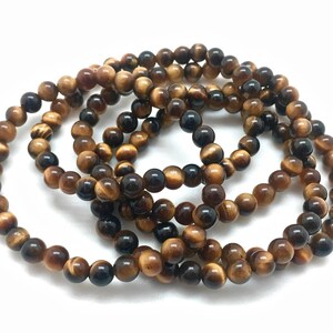 Occhio di tigre - Braccialetto con occhio di tigre - Braccialetto di cristallo - Gioielli con occhio di tigre - Braccialetto elastico - Bracciale a strati - Braccialetto con pietre preziose vere immagine 4