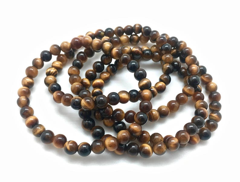 Occhio di tigre - Braccialetto con occhio di tigre - Braccialetto di cristallo - Gioielli con occhio di tigre - Braccialetto elastico - Bracciale a strati - Braccialetto con pietre preziose vere immagine 4