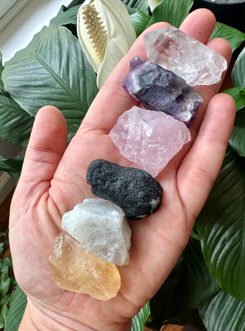 Good Vibes Crystal Set Raw Crystals and Stones Healing Crystal Crystal Starter Kit Good Vibrations Positive Energy Raw Crystal Set Set Only