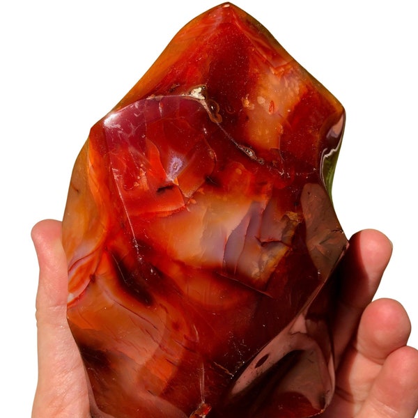 Carnelian Flame Tower (1"- 5.5") Carnelian Spiral Tower - Polished Carnelian Point w/ Cut Base - Carnelian Freeform - Minor Imperfections