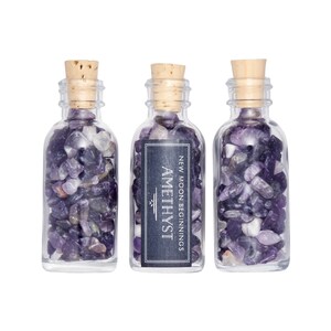 Amethyst Polished Stone in Crystal Bottle - Tumbled Amethyst Chips - Amethyst Stone - Small Polished Amethyst Gemstone Chip - Purple Crystal