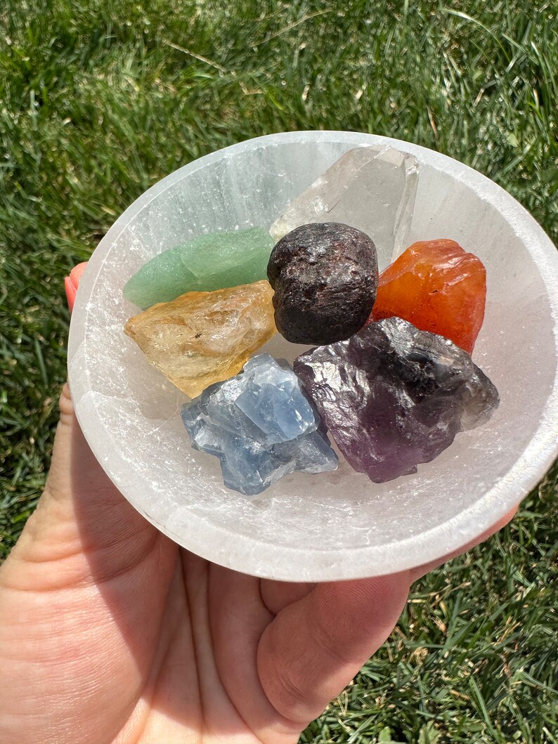 Seven Chakra Crystal Set Raw 7 Chakra Set Chakra Balancing & Cleansing Stones Rough Chakra Gemstones 7 Chakra Healing Crystal Set image 5