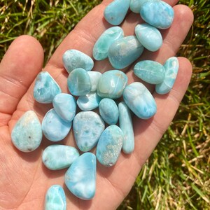 Larimar Tumbled Stone Grade AA Multiple Sizes Available Dominican Republic Tumbled Larimar Crystal Polished Blue Larimar Gemstone image 2