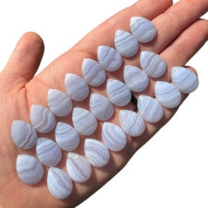 Blue Lace Agate Stone Cabochon Teardrop - (0.7&quot;) - Polished Blue Lace Agate Cabochon - Tumbled Blue Lace Agate Gemstone - Blue Lace Agate