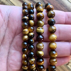 Occhio di tigre - Braccialetto con occhio di tigre - Braccialetto di cristallo - Gioielli con occhio di tigre - Braccialetto elastico - Bracciale a strati - Braccialetto con pietre preziose vere immagine 6