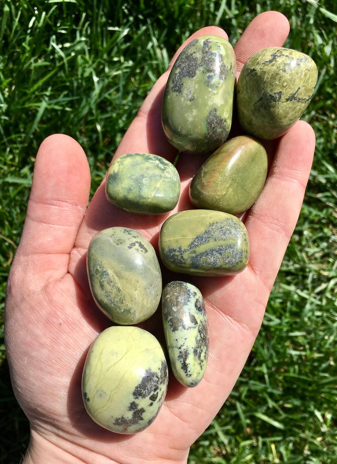 Serpentine Stone New Jade Stone Tumbled Stones Healing Etsy
