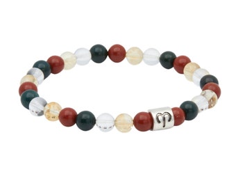 Pulseira Elástica de Áries - Pulseira do Zodíaco de Áries - Pulseira de Cristal do Zodíaco de Áries - Pulseira do Signo de Áries - Presentes de Astrologia - Presente de Áries