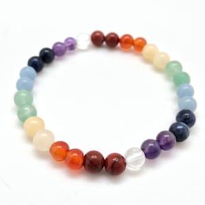 7 Chakra Bracelet Elastic Bracelet - Seven Chakra Jewelry - Chakra Crystals - Crystal Bracelet - Seven Chakra Gemstone Bracelet