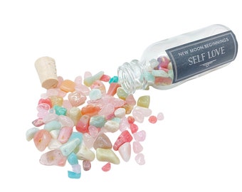 Self Love Crystal Bottle - Self Love crystal chips - healing crystals - pink opal, rose quartz, amazonite, rhodochrosite - self love set