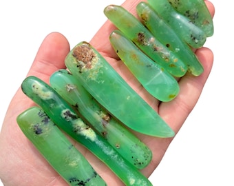 Chrysoprase Stone Stick (1" - 4") Grade A Chrysoprase Tumbled Stones - Chrysoprase Crystal Wand - Chrysoprase Wand - Tumbled Chrysoprase