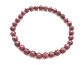 Rhodonite Elastic Bracelet - 6mm or 8mm - Rhodonite Jewelry - Stack Bracelet - Crystal Bracelet - Rhondonite Anklet - Stretchy