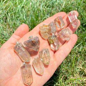 Golden Rutilated Quartz Necklace - Inclusion Quartz Jewelry - Rutilated Quartz Point Pendant - Golden Rutile Quartz - Quartz Polished Point