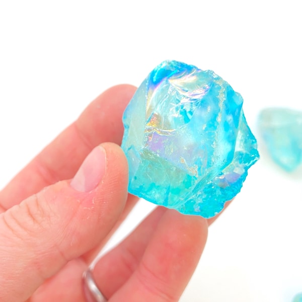 Raw Aqua Aura Quartz Crystal - Rough Aqua Aura Quartz Stone - Raw Aqua Aura Quartz Stone - Raw Blue Quartz - Healing Crystals and Stones