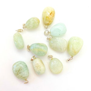 Aquamarine Stone Pendant (0.5") - Tumbled Stone - Aquamarine Necklace - Polished Aquamarine Crystal Pendant - Aquamarine Teardrop Pendant image 2