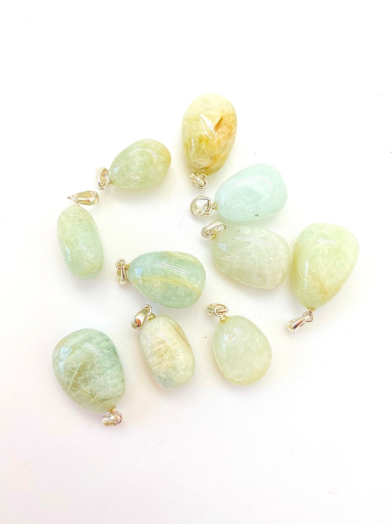 Aquamarine Stone Pendant (0.5") - Tumbled Stone - Aquamarine Necklace - Polished Aquamarine Crystal Pendant - Aquamarine Teardrop Pendant image 2