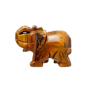 Tigers Eye Stone Elephant (2&quot;) Carved Tiger Eye Elephant - Crystal Elephant - Polished Elephant Decor - Elephant Gift - Hand Carved Elephant