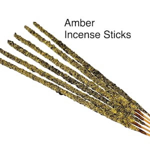 Amber Incense Sticks (6) - Natural Amber Resin Incense Sticks - Smoke Cleansing - Amber Stick Incense - Aromatherapy - Handmade Incense