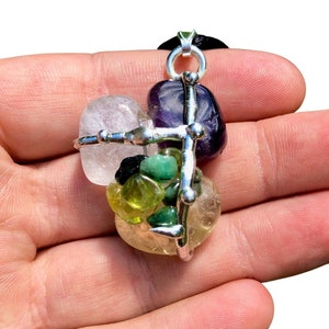 Abundance and Prosperity Amulet - Peridot, Emerald, Amethyst, Citrine & Clear Quartz Crystal - Attract Prosperity - Abundance Crystal Amulet
